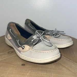 Sperry Women's Metallic Silver Leather Boat Shoes Sz 6
